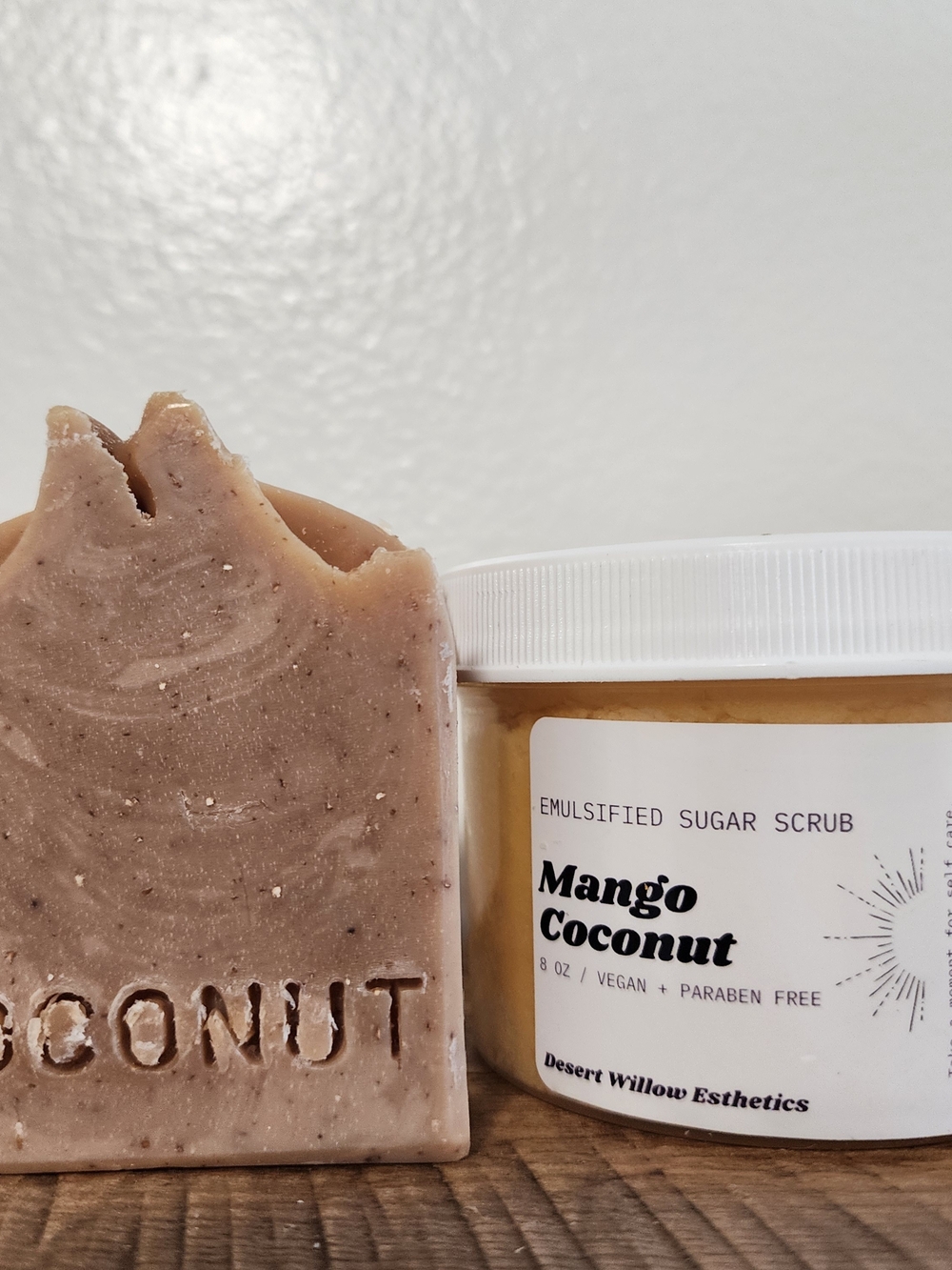 Mango Coconut Sugar Scrub & Coconut Soap Bar Set Exfoliating Hydrating